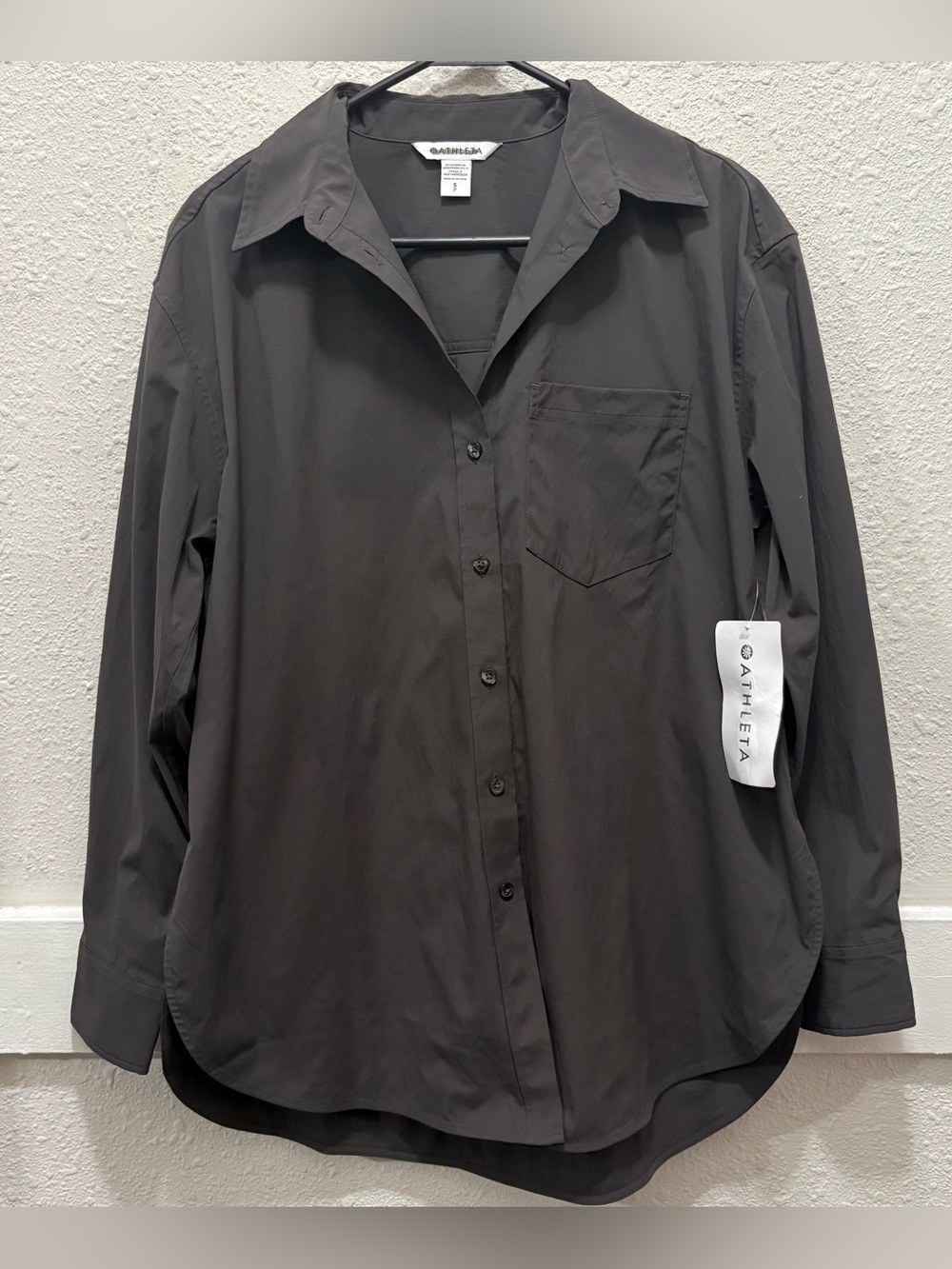 Athleta Midday Relaxed Button Down Shirt in Charcoal Size Small